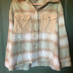 Plaid Tan, mint and Cream Women's Jacket